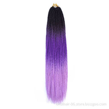 MYZYR Ombre Senegalese Twist Hair Crochet Braids 20 Inch Synthetic Braiding Hair for Women Grey,blue,pink,bro Synthetic Fibres